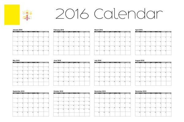 Calendrier 2016 avec le drapeau du Vatican — Image vectorielle