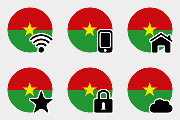 Web Icon Set z flagą z Burkina Faso — Wektor stockowy