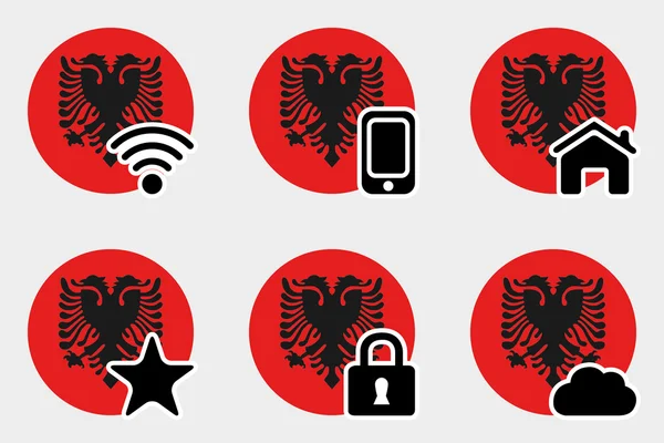 Веб-икона с иконой Албании — стоковый вектор