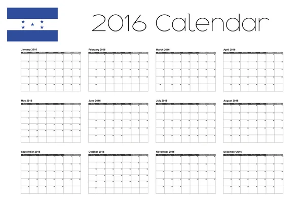 Calendário 2016 com a Bandeira de Honduras —  Vetores de Stock