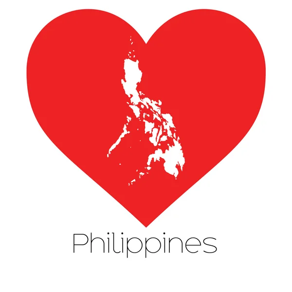 Illustrazione del cuore con la forma delle Filippine — Vettoriale Stock