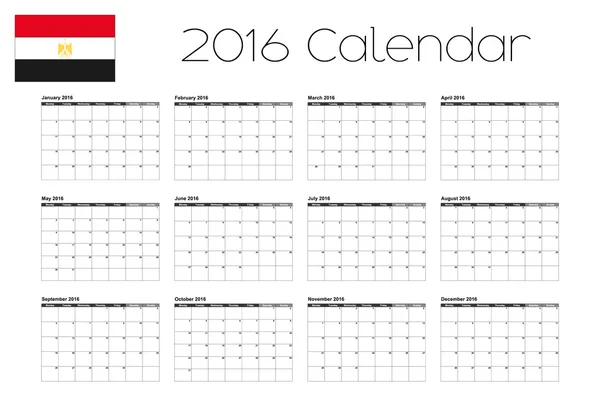 2016 kalendář s vlajka Egypta — Stockový vektor