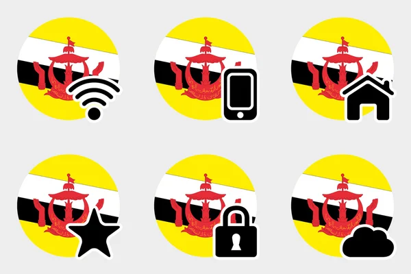 Web Icon Set com a Bandeira de Brunei —  Vetores de Stock