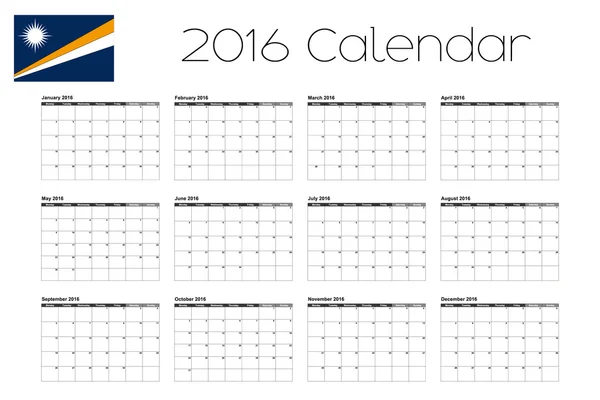 Calendário 2016 com a Bandeira das Ilhas Marshall —  Vetores de Stock