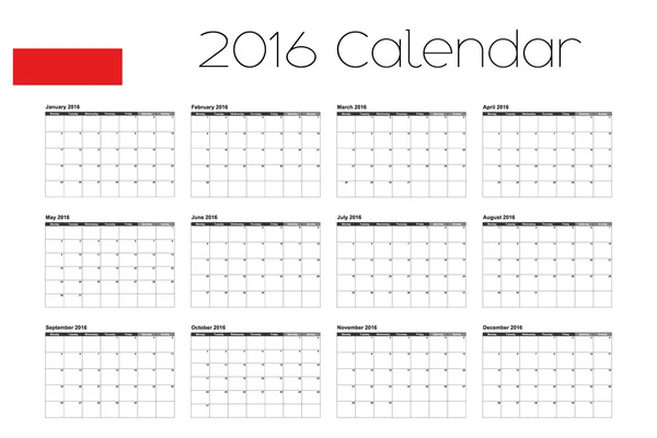 Calendrier 2016 avec le drapeau de la Pologne — Image vectorielle