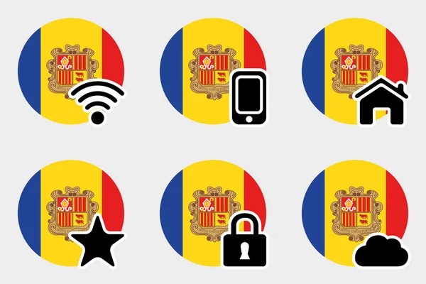 Conjunto Web Icon com a Bandeira de Andorra — Vetor de Stock