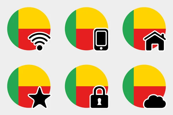 Web Icon Set z flaga Beninu — Wektor stockowy
