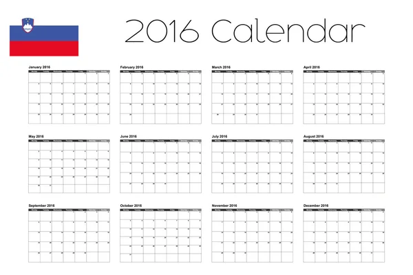Kalendarz 2016 z flagi w Słowenii — Wektor stockowy