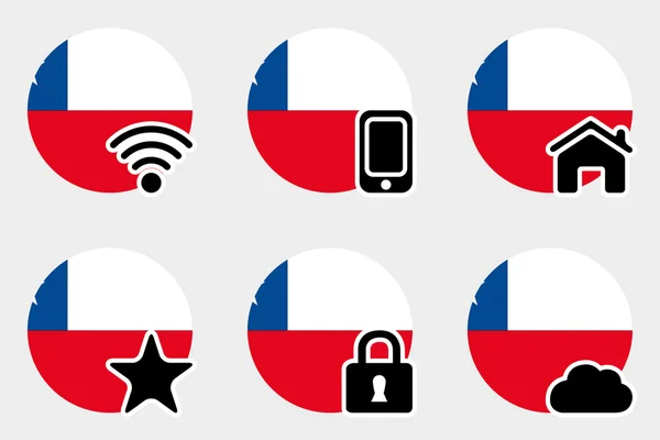 Web Ikonuppsättning med flaggan i Chile — Stock vektor