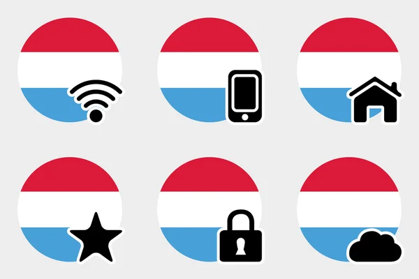 Web Icon Set z flagi Luksemburga — Wektor stockowy