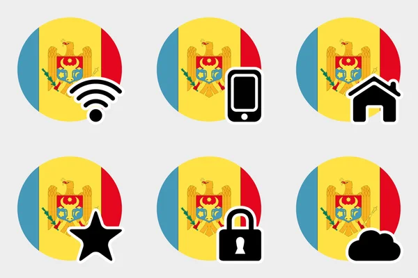 Web Icon Set z flaga Mołdawii — Wektor stockowy