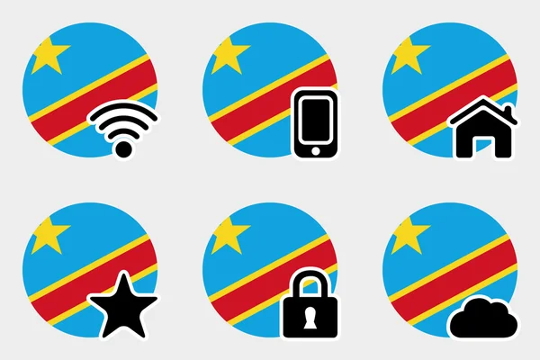 Web Icon Set z Flaga Demokratycznej Republiki Konga — Wektor stockowy