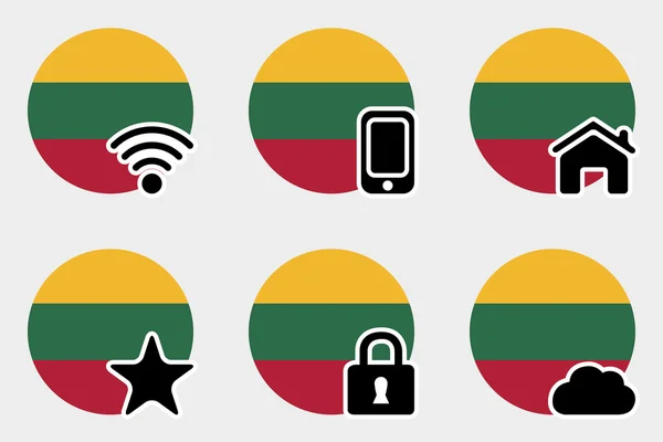 Web Icon Set z banderą Litwy — Wektor stockowy