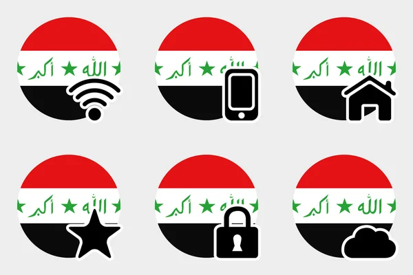 Web simge seti ile Irak bayrağı — Stok Vektör