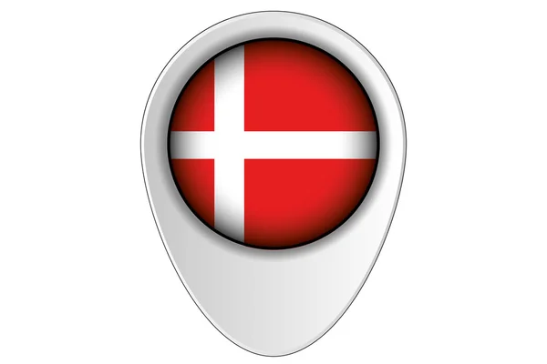 3D карта вказівник прапор ілюстрація країни Данія — стоковий вектор