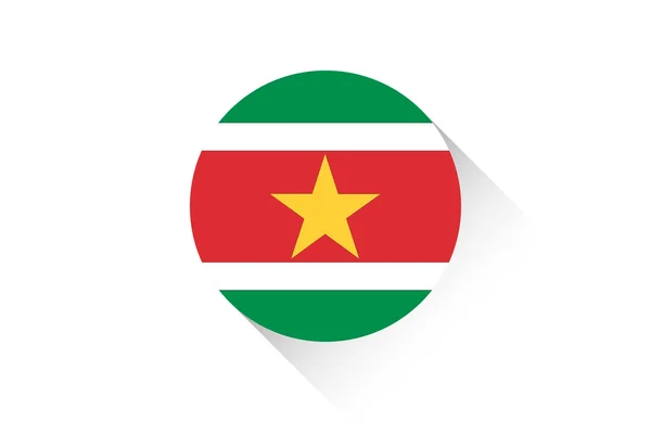 Ronde vlag met schaduw van Suriname — Stockvector