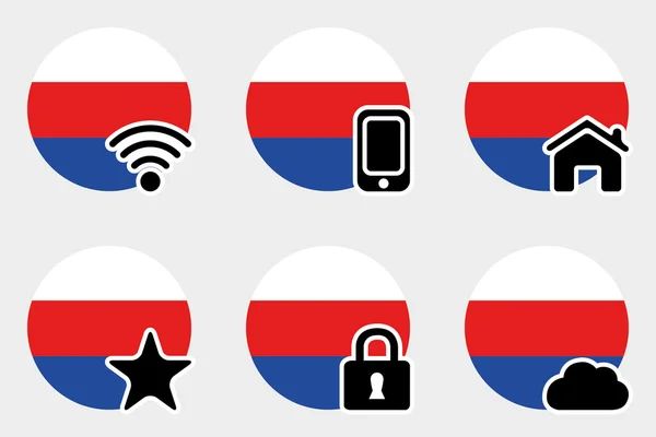 Web Icon Set com a Bandeira da Sérvia —  Vetores de Stock