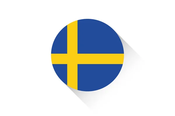 Γύρος σημαία με τη σκιά της Σουηδίας — Διανυσματικό Αρχείο