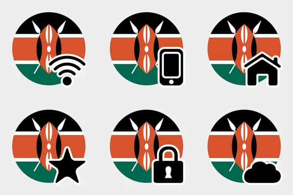 Web Icon Set z Flaga Kenii — Wektor stockowy