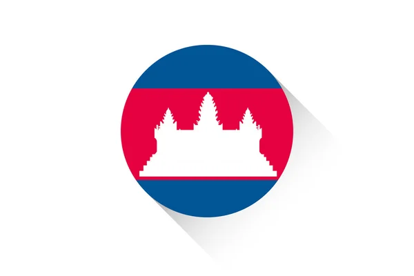 Drapeau rond avec ombre du Cambodge — Image vectorielle