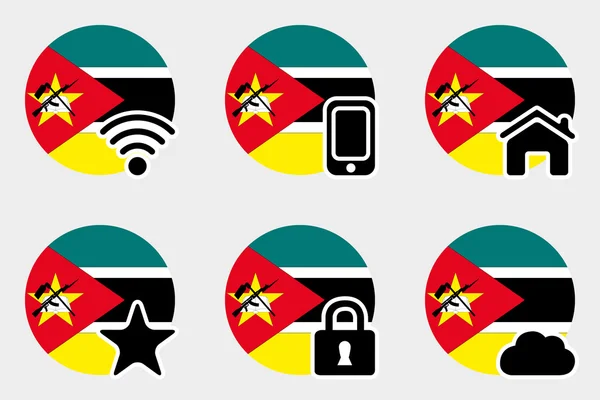 Web Icon Set z flaga Mozambiku — Wektor stockowy