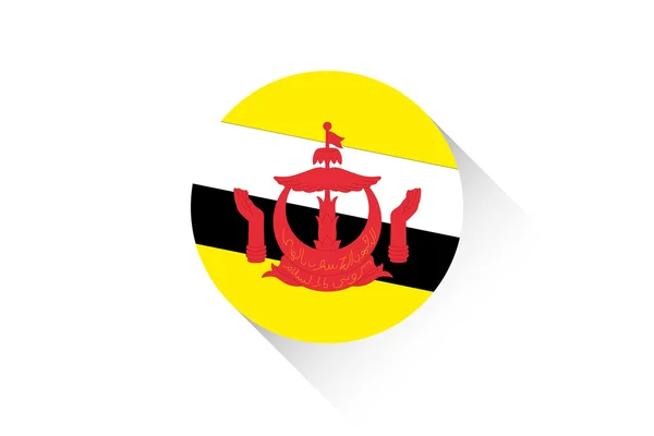 Bandiera rotonda con ombra del Brunei — Vettoriale Stock