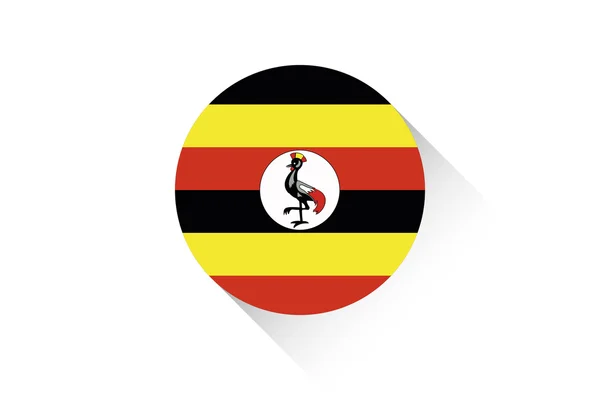 Drapeau rond avec l'ombre de l'Ouganda — Image vectorielle