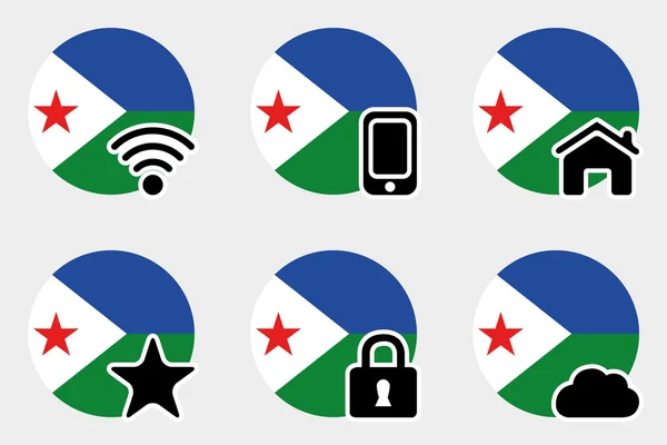 Web Icon Set z Flaga Dżibuti — Wektor stockowy