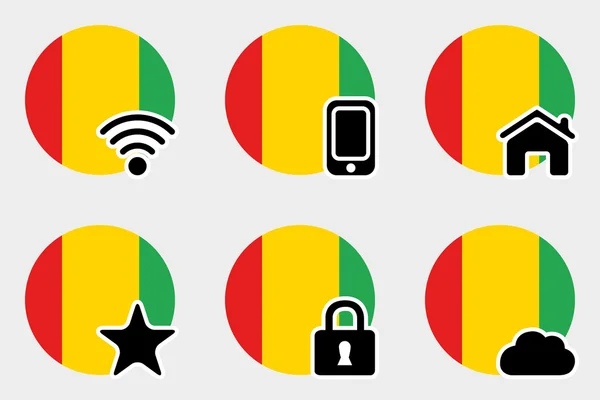 Web Icon Set z flaga Gwinei — Wektor stockowy