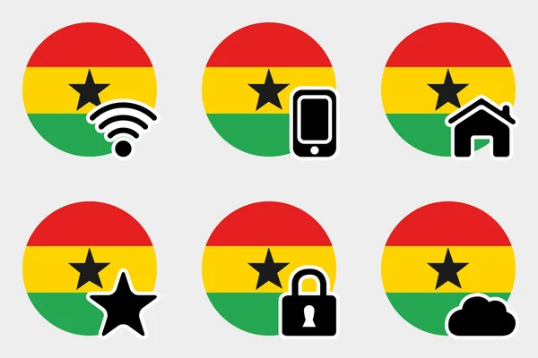 Web Icon Set z flaga Ghany — Wektor stockowy