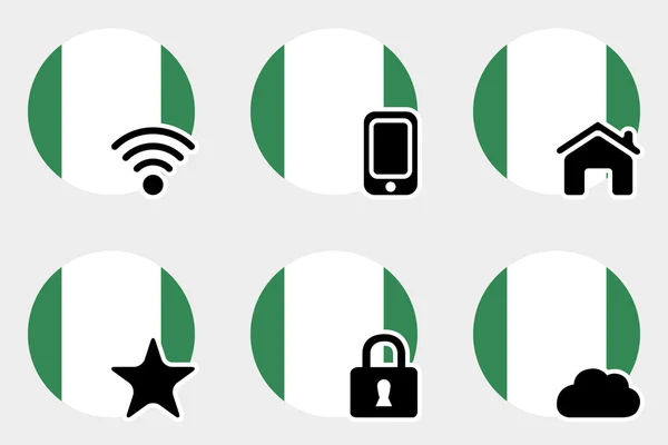 Web Icon Set z Flaga Nigerii — Wektor stockowy