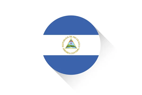 Bandera redonda con sombra de Nicaragua — Vector de stock