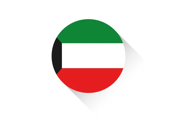 Bandera redonda con sombra de Kuwait — Vector de stock