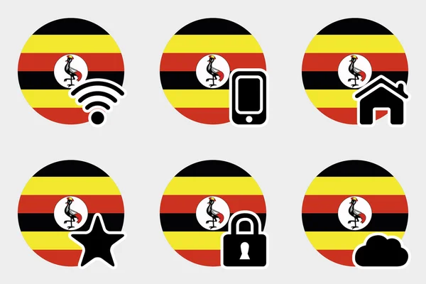 Web Icon Set z flaga Ugandy — Wektor stockowy