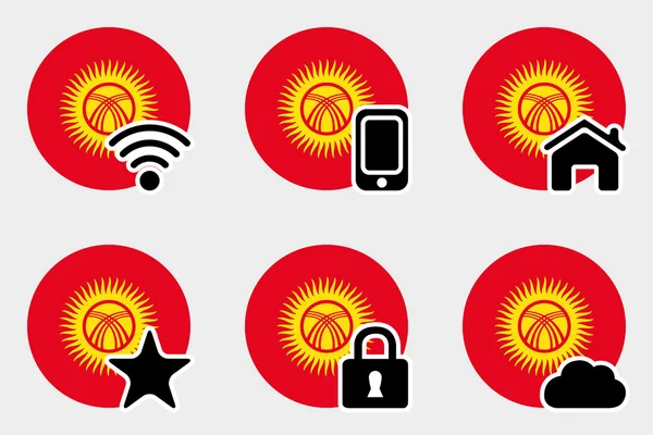 Web Icon Set z flagą Kirgistan — Wektor stockowy