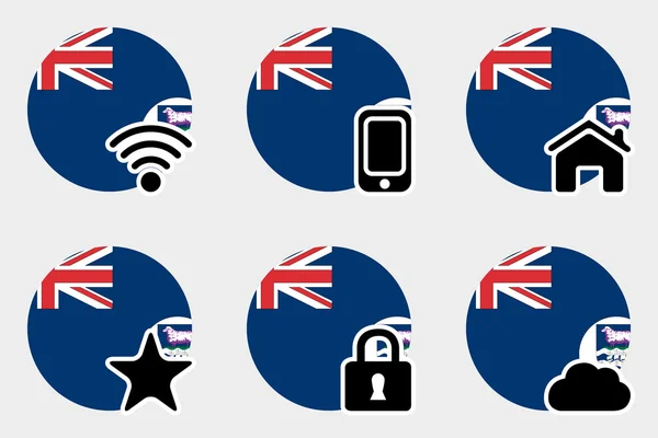 Web Icon Set with the Flag of FalklandI slands — Stock Vector
