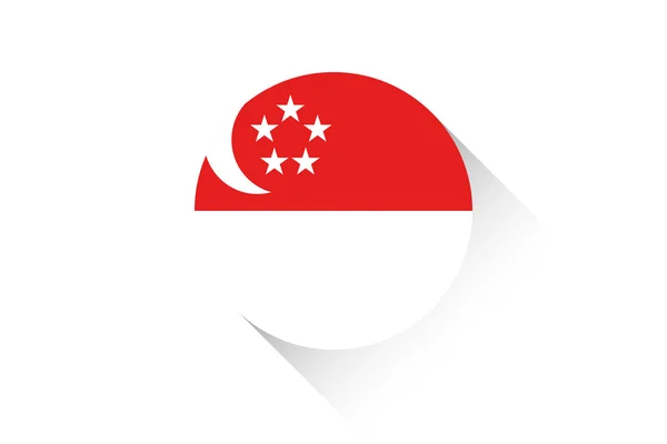 Bandeira redonda com sombra de Singapura — Vetor de Stock