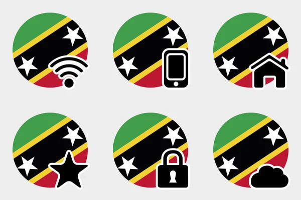 Web Icon Set z flaga Saint Kitts i Nevis — Wektor stockowy