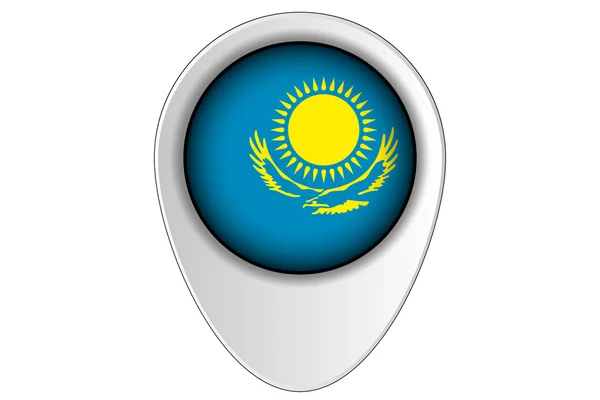 3D mapa ukazatel vlajky ilustrace v zemi Kazachstán — Stockový vektor