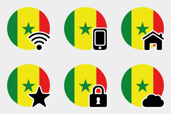 Web Icon Set z flaga Senegalu — Wektor stockowy