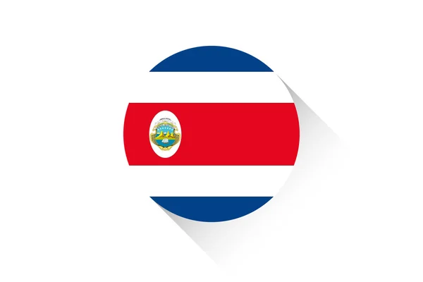 Bandeira redonda com sombra da Costa Rica — Vetor de Stock