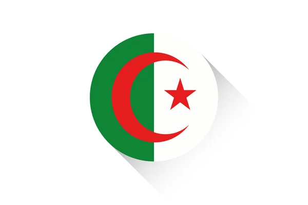 Drapeau rond avec ombre de l'Algérie — Image vectorielle