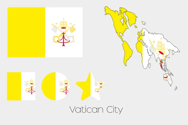 多个形状套的梵蒂冈国旗 — 图库矢量图片