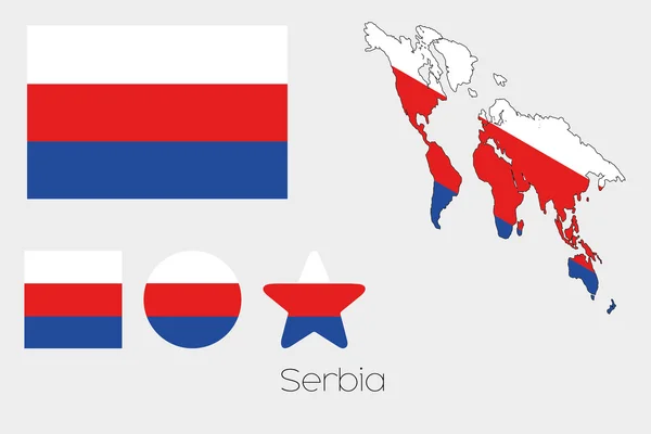 Conjunto de formas múltiplas com a bandeira da Sérvia — Vetor de Stock