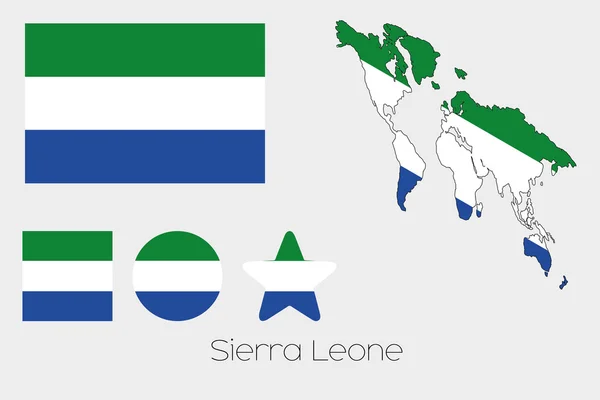 Conjunto de Formas Múltiplas com Bandeira de SierraLeone — Vetor de Stock