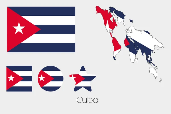Múltiples formas engarzadas con la bandera de Cuba — Archivo Imágenes Vectoriales
