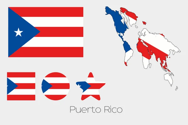 푸에르토리코의 국기와 함께 여러 도형 세트 — 스톡 벡터