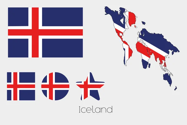 Conjunto de múltiples formas con la bandera de Islandia — Archivo Imágenes Vectoriales