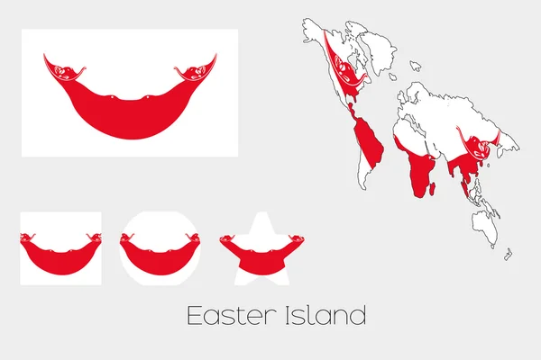 Conjunto de múltiples formas con la bandera de la isla de Pascua — Archivo Imágenes Vectoriales