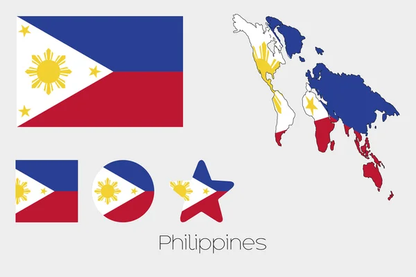 Forme multiple stabilite cu drapelul Filipinelor — Vector de stoc